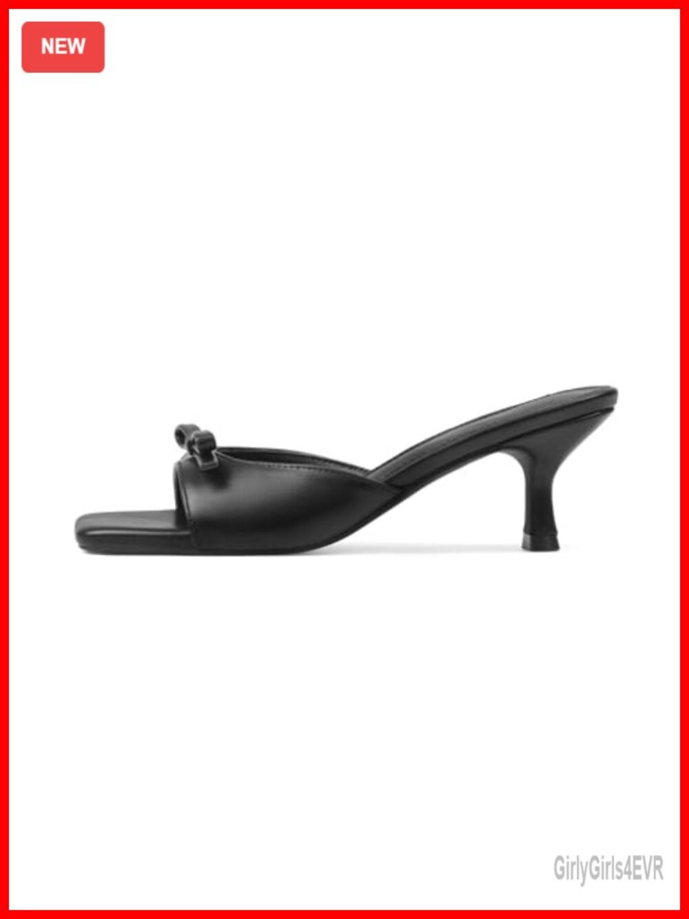 Kitten Heel Open Toe Square Toe Mule Sandals Bow Slip On Heels